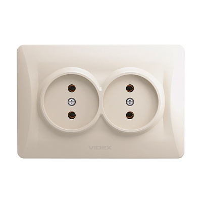 Розетка подвійна без заземлення Videx Binera IP20 кремовий VF-BNSK2-CR
