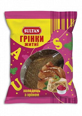 Грінки SULTAN житні зі смаком холодець с хріном 80 г.