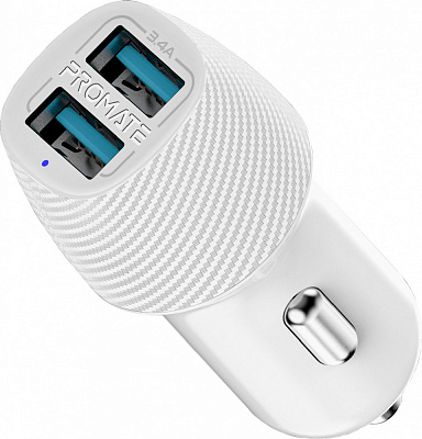 Автомобільний зарядний пристрій Promate Voltrip-Duo 17Вт 2 USB White