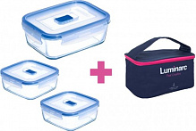 Набір ємностей для зберігання з сумкою Pure Box Active 380x2, 820 Luminarc