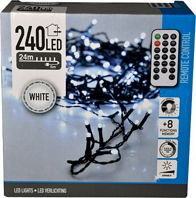 Электрогирлянда холодный белый встроенный светодиод (LED) 240 ламп 24 м