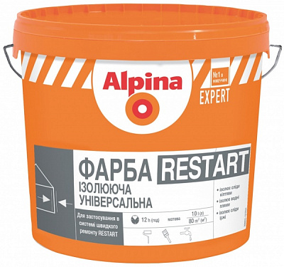 Краска универсальная акриловая Alpina изолирующая универсальная EXPERT RESTART мат 10л 14кг 998880