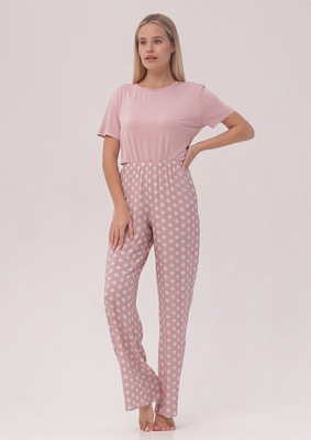Брюки домашние Roksana Nika №1325/67001 р. 50-52 розовый с принтом