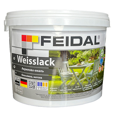 Эмаль акриловая Feidal Weisslack белый мат 2,5л