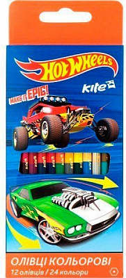 Карандаши цветные двухсторонние Hot Wheels 12 шт. KITE