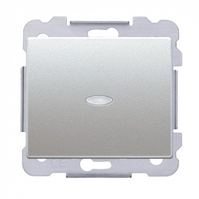 Выключатель проходной одноклавишный Siemens Iris с подсветкой алюминий 18506-L MA