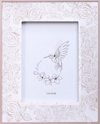 Рамка для фото Roses 1 фото 13х18 см белый с серебристым 