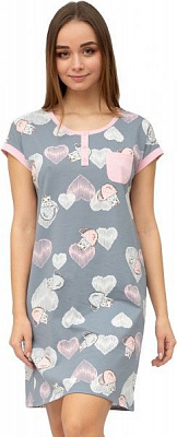 Ночная рубашка Roksana My Kittens 1206/16017 р. М серый с розовым 