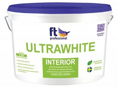 Фарба акрилова FT Professional ULTRAWHITE INTERIOR Вase A глибокий мат білий 3л