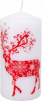 Свічка Циліндр трафаретна Олені Різдвяні 70*120 Pako-If