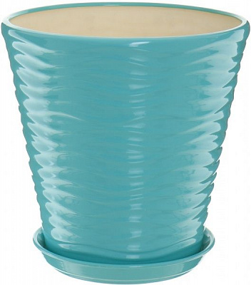 Горщик керамічний Оріана-Запоріжкераміка Нова Хвиля глянець круглий 9,5л бірюзовий