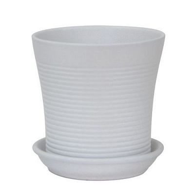 Горшок керамический Ориана-Запорожкерамика Вуаль №2 резной крошка круглый 2,3 л белый 