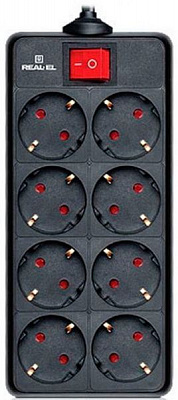 Фільтр-подовжувач REAL-EL із заземленням 8 гн. чорний 3 м RS-8 PROTECT, 3m, black (REAL-