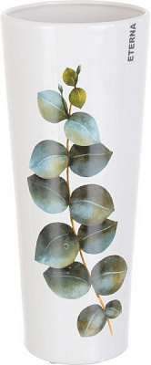 Ваза керамічна біла із малюнком Евкаліпт 703-30 Eterna