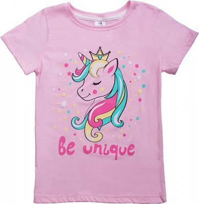 Футболка для дівчинки Luna Kids з принтом Be Unique р.98 рожевий
