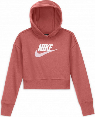 Джемпер Nike G NSW CLUB FT CROP HOODIE HBR DC7210-814 р. L оранжевый