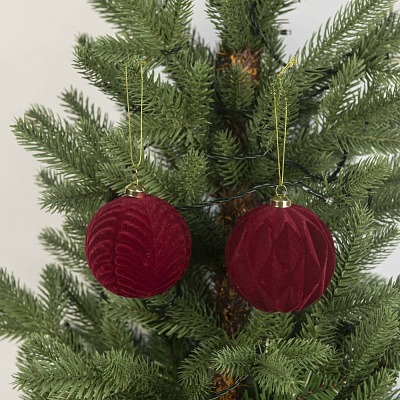 Куля пластикова флокована дизайн в асортименті d 80 мм бордовий 25MSC-34