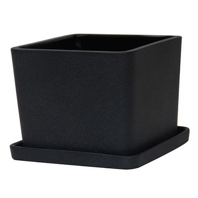 Горщик керамічний Оріана-Запоріжкераміка Квадрат №1 крошка квадратний 13,5 л чорний