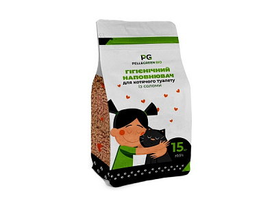 Наполнитель для кошачьего туалета PELLEGREEN BIO из соломы 15 кг 