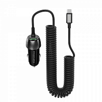 Автомобильное зарядное устройство Promate PowerDrive-33PDC, 33 Вт, USB-C кабель + USB-A порт 