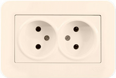 Розетка подвійна без заземлення Gunsan Radius крем 01 37 12 00 100 149