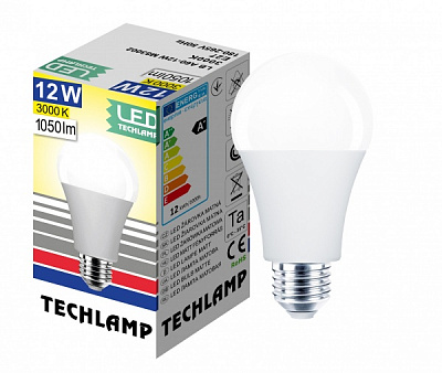 Лампа світлодіодна Techlamp 12 Вт A60 матова E27 220 В 3000 К