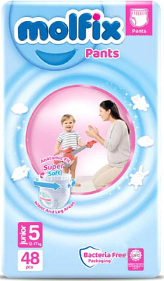 Підгузки-трусики Molfix дитячі 5 (12-17 кг), 48шт.