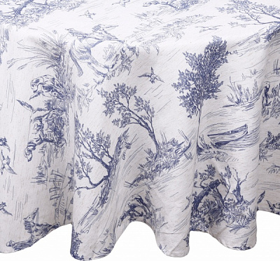 Скатерть Selena d160 белый с синим Luna 