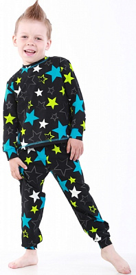 Піжама дитяча унісекс Beezy у різнокольорові зірки р.86 чорний 0218