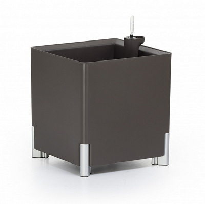 Горшок пластиковый Mondum Медитеранео 40x45x36 квадратный 36л серый с черным 