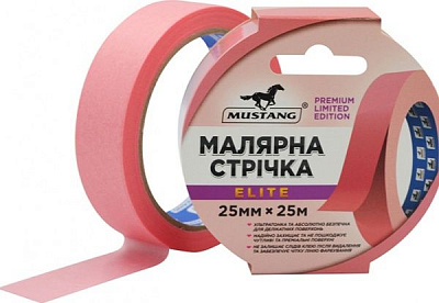 Лента малярная Mustang Elite рисовая розовая 0,025x25 м