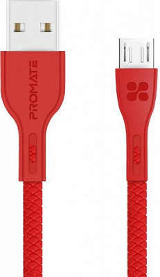 Кабель Promate PowerBeam-M USB-microUSB 2А 1,2 м красный (powerbeam-m.red) 