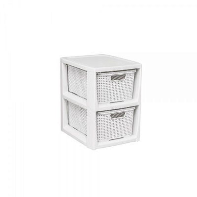 Комод пластиковий BranQ RATTAN білий 328x240x295 мм