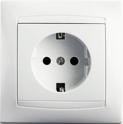 Розетка с заземлением Erste Prestige без шторок белый 9206-42,W