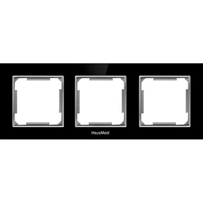 Рамка трехместная HausMark Alta универсальная черное стекло SNG-FRG.SQ20G3-BK
