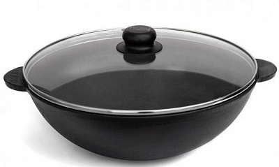 Сковорода WOK із кришкою чавуннна 3,7 л 280х96 мм Brizoll