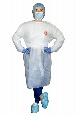Халат Zorro одноразовий з поясом зі спанбонду 50 г/кв. м р. one size зріст універсальний UNI білий