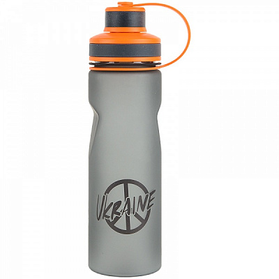Пляшка для води Ukraine 700 мл сіро-помаранчева K22-398-01 KITE