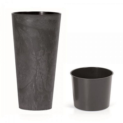 Горошок для цветов Prosperplast Tubus Slim Effect 300мм с вкладышем круглый 51л антрацит (66558-433) 