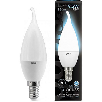 Лампа светодиодная Gauss Black 9,5 Вт CF37 матовая E14 4100 К 