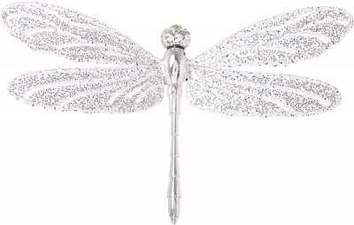 Украшение новогоднее Стрекоза маленькая 14х8,5 серебряный