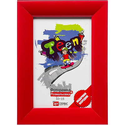 Фоторамка ЕА-00184 червона з розмальовкою 10x15 см