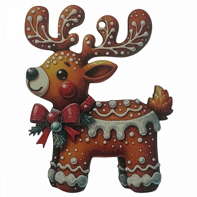 Подвеска MIS LT Печенька Олень 12 см коричневый