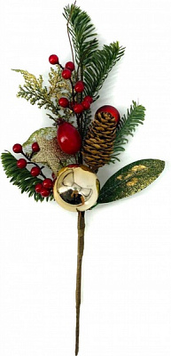 Веточка декоративная хвойная New Star с шариками и ягодами 40 см A3-50847 