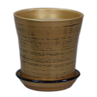 Горшок керамический Ориана-Запорожкерамика Вуаль глянец круглый 2,3л черный/золото (071-0-022) 