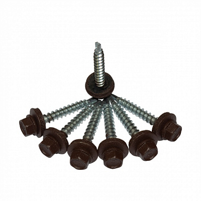 Саморіз покрівельний по дереву 4,8x35 мм шоколад RAL 8017