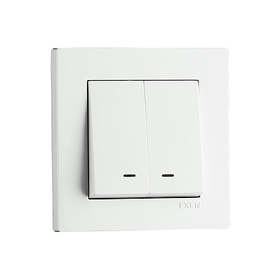 Вимикач кнопковий двоклавішний EXEN Karell з підсвіткою білий 290-000102-203