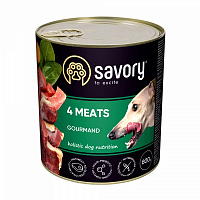Корм вологий для дорослих собак для усіх порід Savory 4 види м’яса 800 г