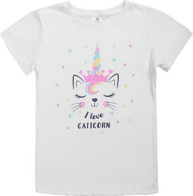 Футболка для девочек Luna Kids с принтом I Love Caticorn р.98 белый 