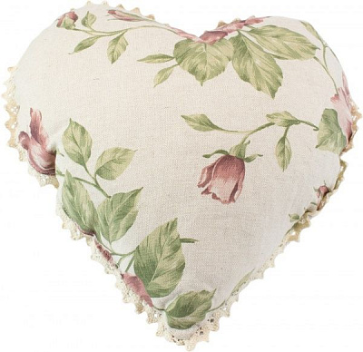 Подушка декоративна серце Large pink rose 35x30 см Прованс